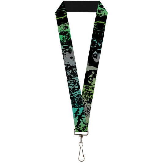 Lanyard - 1.0" - Retro Monster Aqua Black