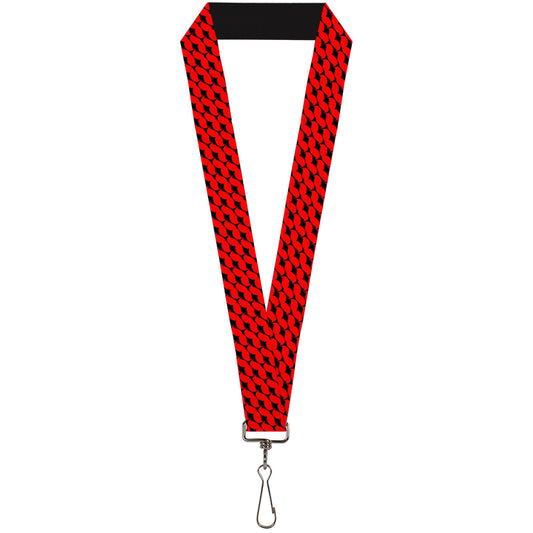 Lanyard - 1.0" - Mustache Monogram Black Red