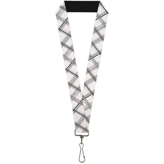 Lanyard - 1.0" - Plaid X Weathered White Gray