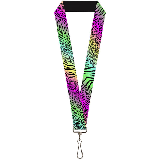 Lanyard - 1.0" - Animal Skins Rainbow Black