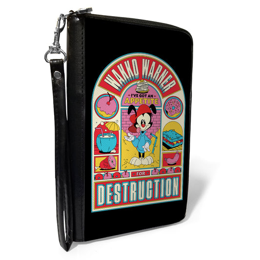 PU Zip Around Wallet Rectangle - Animaniacs WAKKO WARNER APPETITE FOR DESCTRUCTION Pose Black