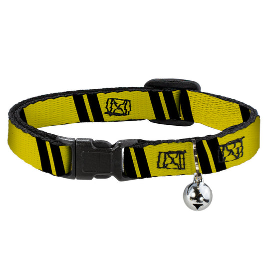 Cat Collar Breakaway - Hash Mark Stripe Double Gold Black