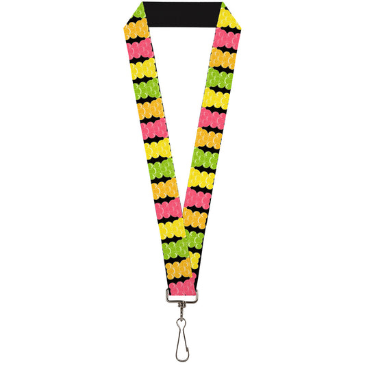 Lanyard - 1.0" - Gummy Bears Cartoon Black Red Yellow Green