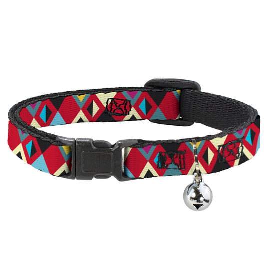 Cat Collar Breakaway - Geometric9 Black Red Turquoise Ivory