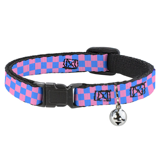 Cat Collar Breakaway - Checker Baby Pink Baby Blue