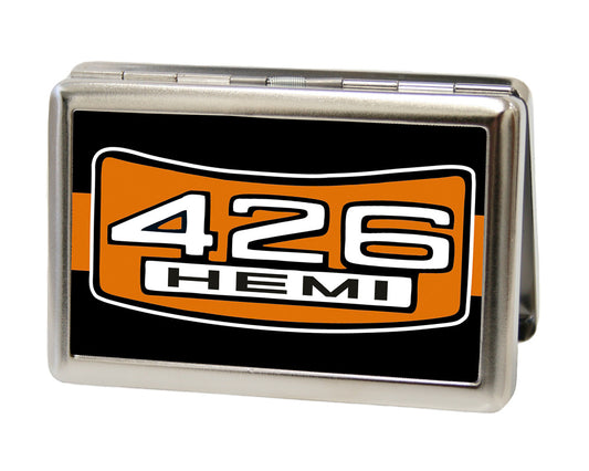 Business Card Holder - LARGE - 426 HEMI Badge Stripe FCG Black Orange White