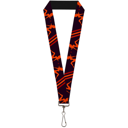 Lanyard - 1.0" - Mud Flap Girls w Stripes Black Red Orange