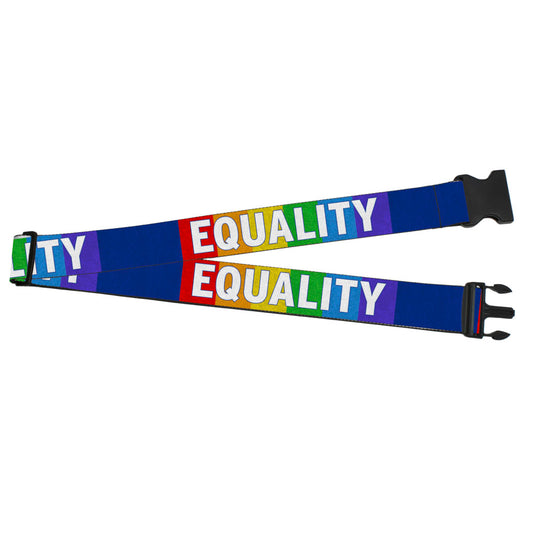 Luggage Strap - 2.0" - EQUALITY Blocks Rainbow Blue White