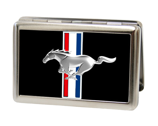 Business Card Holder - LARGE - Ford Mustang w Bars Logo CENTERED FCG Black