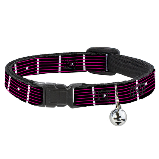 Cat Collar Breakaway - Guitar Neck Black White Pink