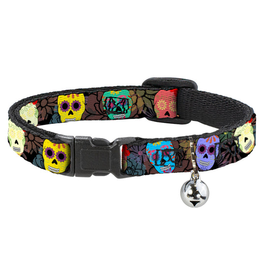 Cat Collar Breakaway - Painted Sugar Skulls & Flowers Collage