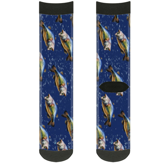 Sock Pair - Polyester - Bass Fish Water Bubbles - CREW