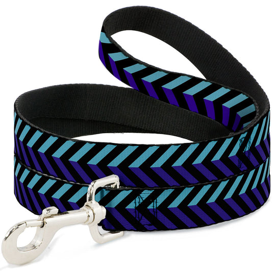 Dog Leash - Chevron3 Split Turquoise/Purple/Black