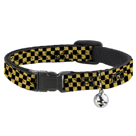 Cat Collar Breakaway - Checker Weathered Black Yellow