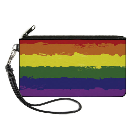 Canvas Zipper Wallet - SMALL - Rainbow Stripe Painted