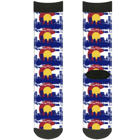 Sock Pair - Polyester - Colorado Skyline Mountains - CREW