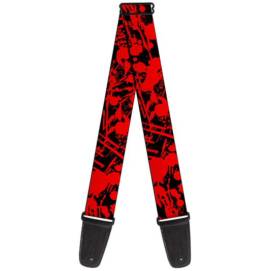 Guitar Strap - Splatter Black Red