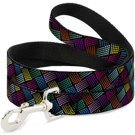 Dog Leash - Halftone Blocks Charcoal/Pinks/Greens/Orange/Yellow