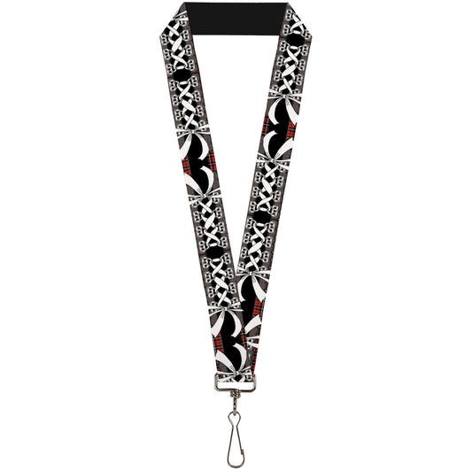 Lanyard - 1.0" - Corset Lace Up w Bow Red Plaid Black