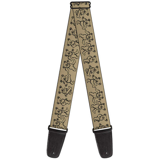 Guitar Strap - Dancing Bears Tan Black