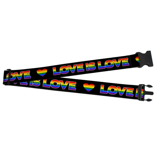 Luggage Strap - 2.0" - LOVE IS LOVE Heart Black Rainbow