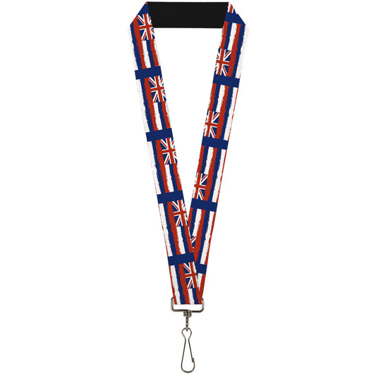 Lanyard - 1.0" - Hawaii Flags Weathered Blue Red White