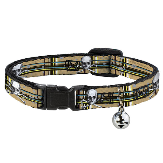 Cat Collar Breakaway - Skull & Cross Bones Plaid Tan
