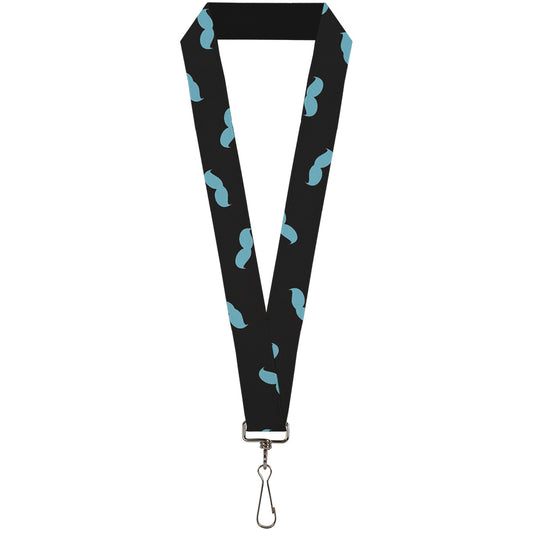 Lanyard - 1.0" - Mustaches Scattered Black Turquoise