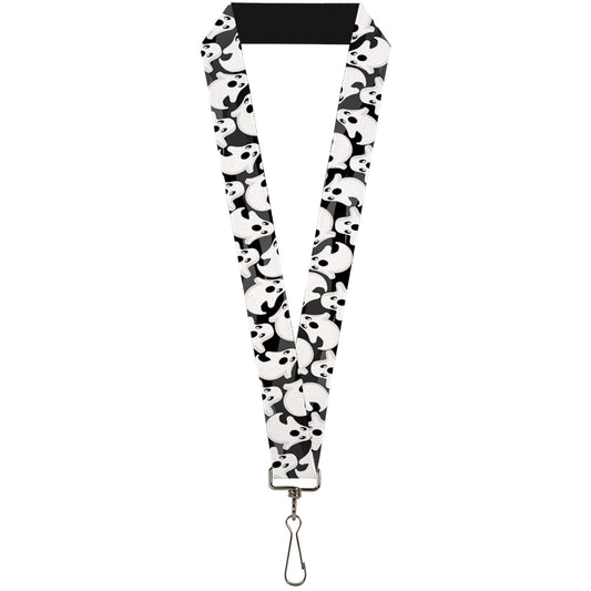 Lanyard - 1.0" - Ghosts Scattered Black White