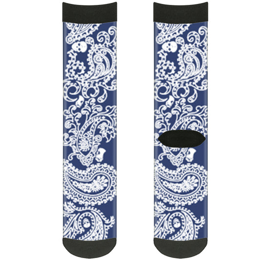 Sock Pair - Polyester - Bandana Skulls Royal White - CREW