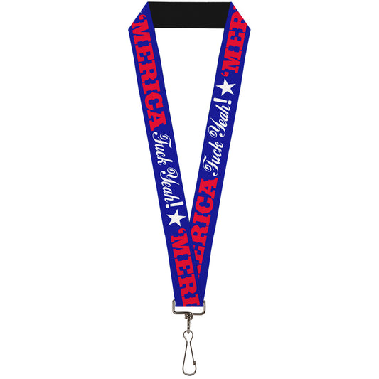 Lanyard - 1.0" - MERICA FUCK YEAH! Star Blue Red White