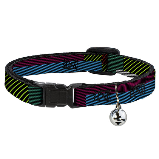Cat Collar Breakaway - Hash Mark Stripe Black Multi Color