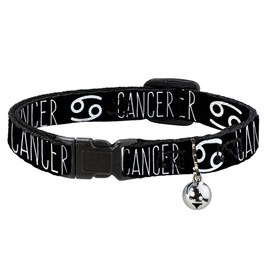 Cat Collar Breakaway - Zodiac CANCER Symbol Black White