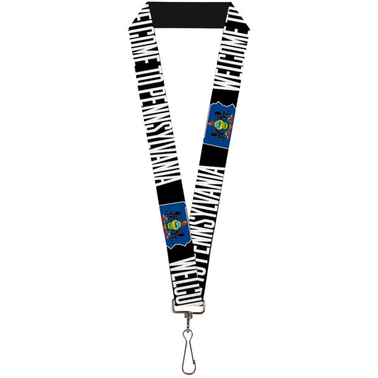 Lanyard - 1.0" - Pennsylvania Flag Silhouette WELCOME TO PENNSYLVANIA