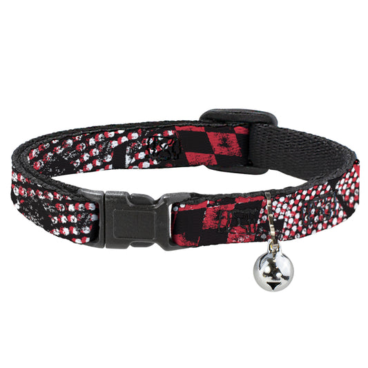 Cat Collar Breakaway - Grunge Checker Flag Red