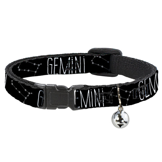 Cat Collar Breakaway - Zodiac GEMINI Constellation Black White