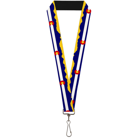 Lanyard - 1.0" - Colorado Flag Mountain Silhouette Yellow