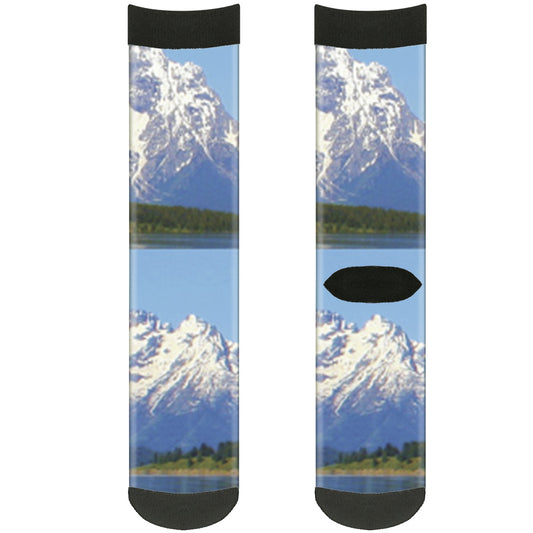 Sock Pair - Polyester - Landscape Snowy Mountains - CREW