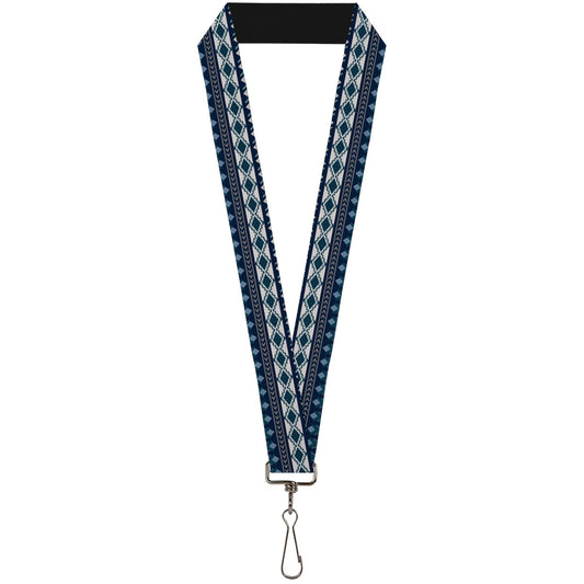 Lanyard - 1.0" - Aztec4 Blues White Gray