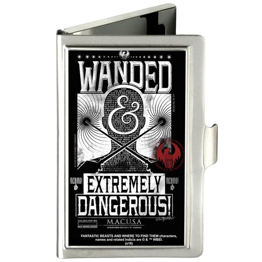 Business Card Holder - SMALL - FANTASTIC BEASTS AND WHERE TO FIND THEM Bust Silhouette WANDED & EXTREMELY DANGEROUS FCG Black White Red