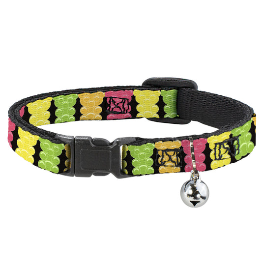Cat Collar Breakaway - Gummy Bears Cartoon Black Red Yellow Green