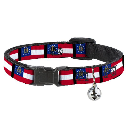 Cat Collar Breakaway - Georgia Flags Black