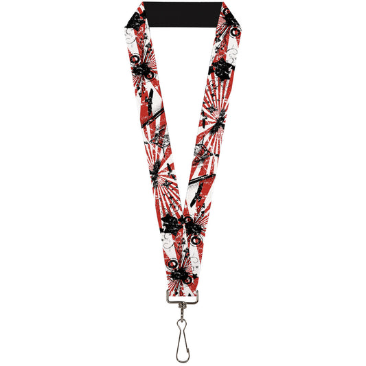 Lanyard - 1.0" - Rising Sun White Red