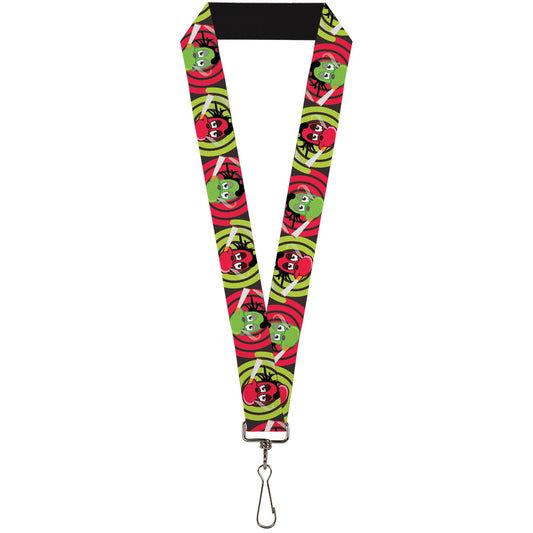 Lanyard - 1.0" - Green & Red Dragons Smoking Gray