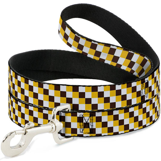 Dog Leash - Checker White/Gold/Brown