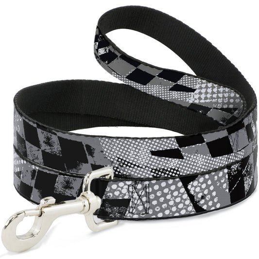 Dog Leash - Grunge Checker Flag Black/White