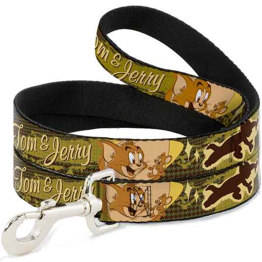 Dog Leash - TOM & JERRY Tom Chasing Jerry Houndstooth Browns