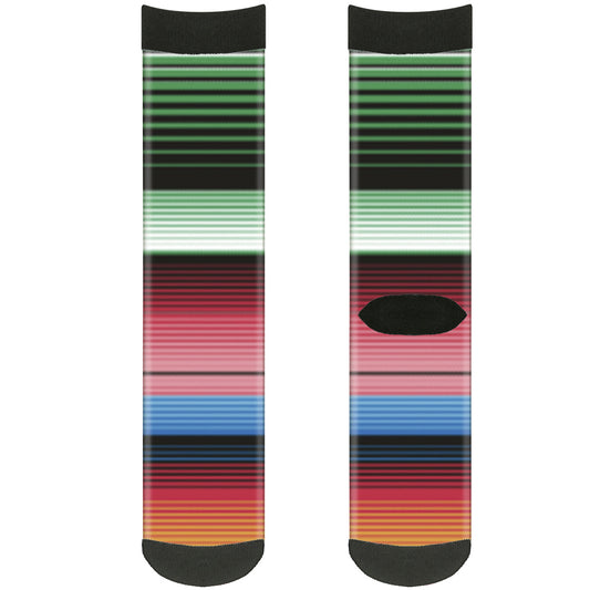 Sock Pair - Polyester - Zarape5 Vertical Multi Color Stripe - CREW