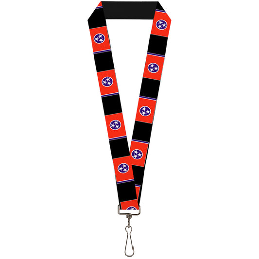 Lanyard - 1.0" - Tennessee Flags Black