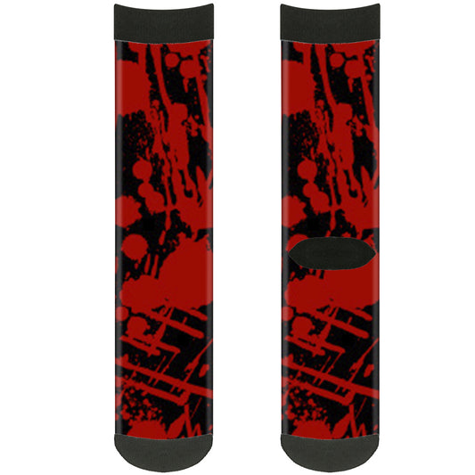Sock Pair - Polyester - Splatter Black Red - CREW